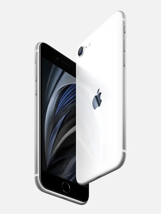 Wujud iPhone SE (2020). iPhone SE generasi kedua ini dilengkapi dengan prosesor bionik A13 buatan perusahaan yang bermarkas di Cupertino, Amerika Serikat (AS) tersebut. (Apple via AP)