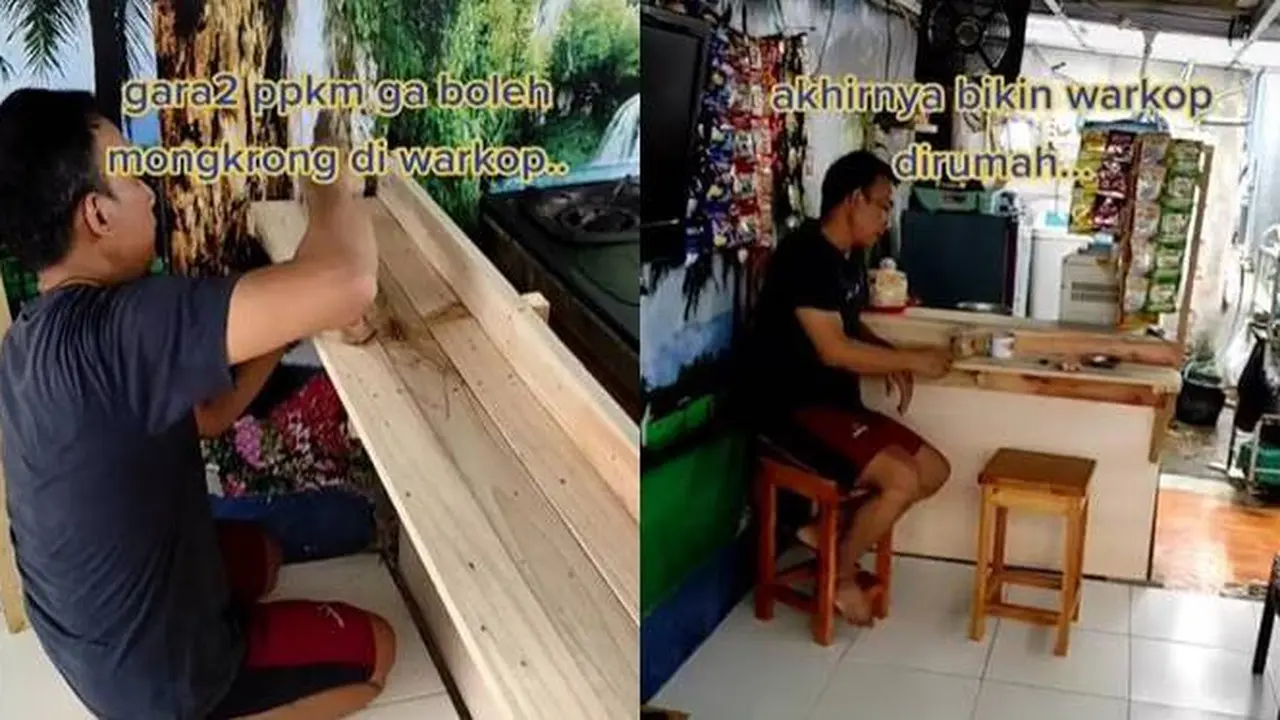 Tak Bisa Nongkrong Karena PPKM Darurat, Pria Ini Bikin Warung Kopi di Dalam Rumah