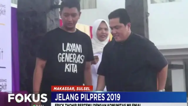 Erick Thohir Bertemu Milenial di Makassar, Prabowo ke Aceh