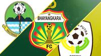 Logo Bandung Raya, Petrokimia Putra, Bhayangkara FC (Bola.com/Adreanus Titus)