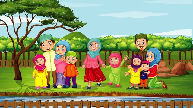 Ilustrasi keluarga muslim, Islami