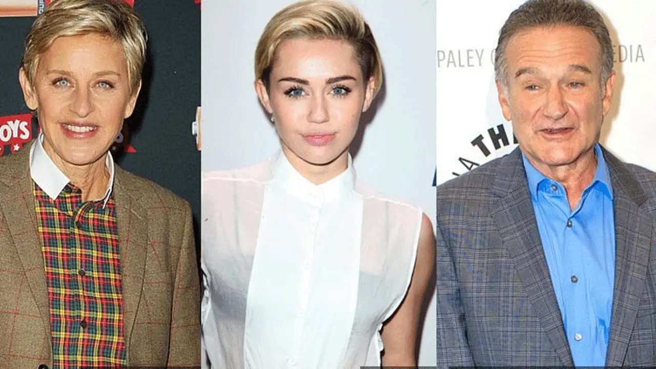Ellen DeGeneres-Miley Cyrus-Robin Williams