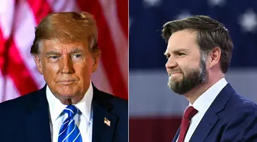 Donald Trump pada hari Senin (15/7) menunjuk Senator JD Vance dari negara bagian Ohio sebagai calon wakil presiden untuk pemilu AS 2024 pada 5 November mendatang. (MANDEL NGAN, CHANDAN KHANNA / AFP)