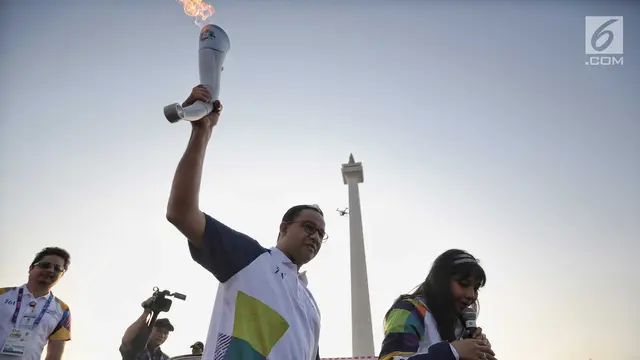 Puncak Kirab Obor Asian Games 2018, Anies Awali Estafet dari Monas ke GBK
