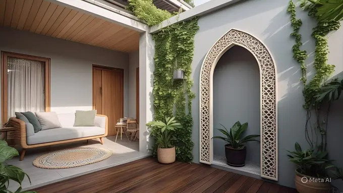 Desain Ruang Tamu Semi Terbuka Islami