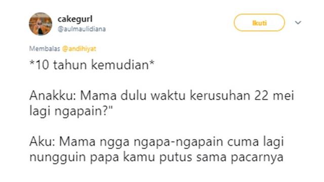 Cuitan kocak (Sumber: Twitter/aulmaulidiana)