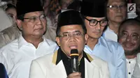 Presiden PKS, Sohibul Iman memberikan keterangan pers saat deklarasi capres cawapres Prabowo - Sandiaga di Kertanegara, Jakarta, Kamis (9/8). Koalisi Gerindra, PAN dan PKS membawa Prabowo-Sandiaga ke Pilpres 2019. (Merdeka.com/Iqbal S Nugroho)