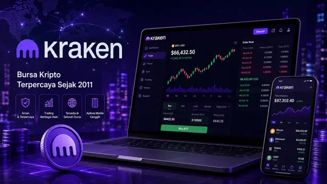 Ilustrasi perusahaan bursa kripto Kraken. (Gambar by AI)