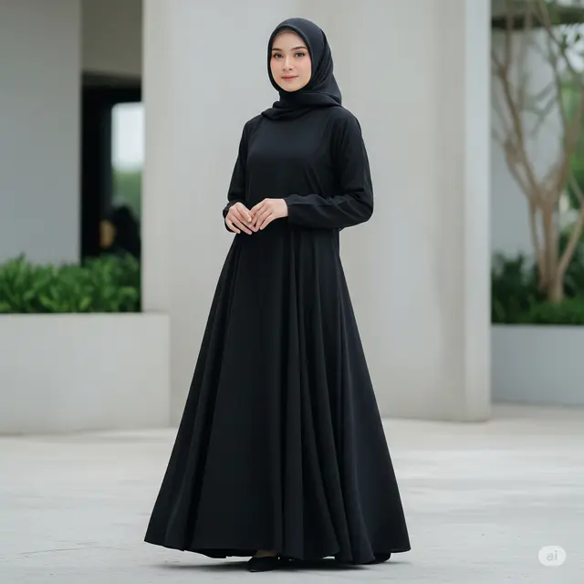 Model Gamis Abaya Hitam A-Line