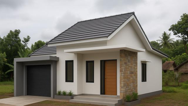 7 Gambar Rumah Sederhana di Kampung dengan Garasi, Fungsional dan Rapi