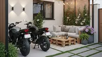 9 Desain Teras Rumah untuk Dua Motor dan Tempat Duduk Santai Sekaligus, Inovatif dan Estetik