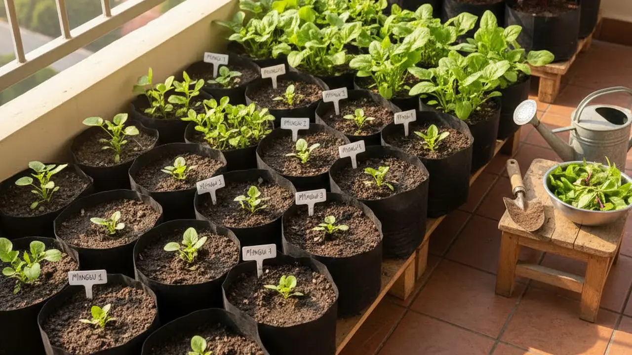 Rotasi Polybag di Area Balkon (Gemini AI)