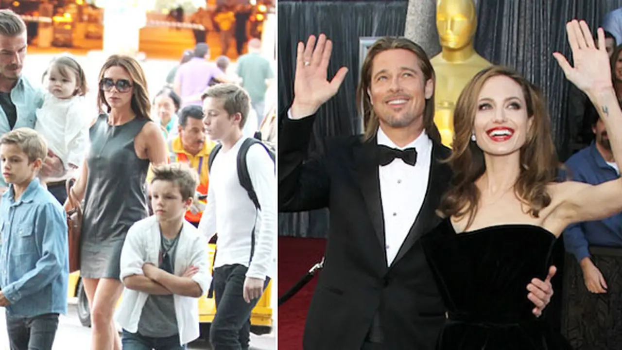 Keluarga David Beckham dan Brad Pitt | Foto: KMA dan shefinds.com