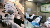 Lelah Rawat Pasien Terinfeksi Virus Corona, Foto Tim Medis Tertidur di Lantai Viral