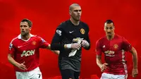 Manchester United - Michael Owen, Victor Valdes, Zlatan Ibrahimovic (Bola.com/Adreanus Titus)