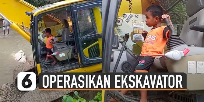 VIDEO: Hebat, Bocah Berusia 5 Tahun Jago Operasikan Ekskavator
