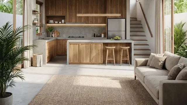 Desain Dapur dan Ruang Tamu Menyatu Agar Rumah Tampak Lega