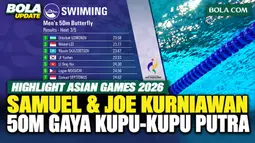 Highlight Renang Putra Asian Games 2026: Samuel Septionus dan Joe Kurniawan di 50m Gaya Kupu-Kupu