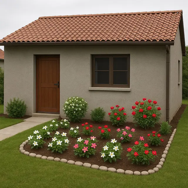 Inspirasi Rumah Sederhana dengan Taman Bunga di Desa