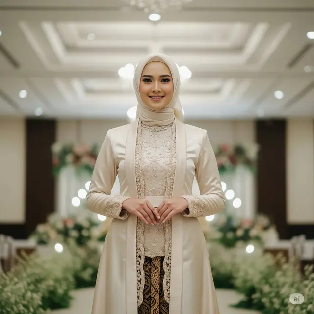 Model Baju Gamis Brokat untuk Akad Nikah. Foto: Gemini