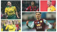 5 Pemain di Premier League: Teemu Pukki, Todd Cantwell, Jack Grealish, Aaron Ramsdale, Nathan Ake (Bola.com/Adreanus Titus)