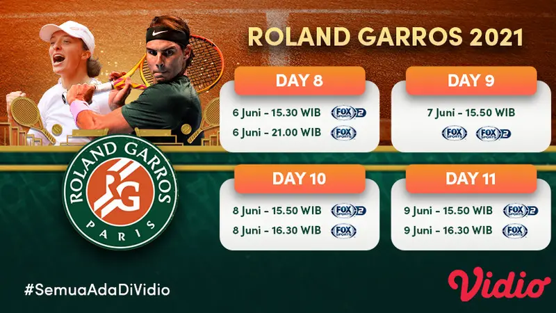 Live Streaming Grand Slam Roland Garros Pekan Ini di FOX Sports Eksklusif Melalui Vidio