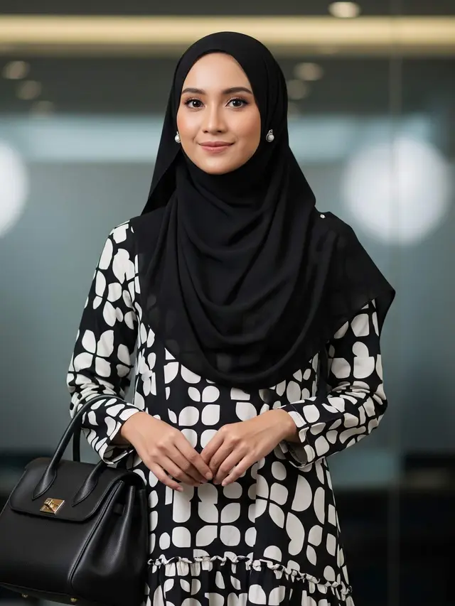 Model Gamis Batik Modern dengan Ruffle Minimalis di Bagian Hem