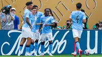 Kemenangan ini menempatkan Manchester City di puncak klasemen sementara Grup G sekaligus memberi sinyal kuat ambisi mereka merebut gelar juara perdana. (AP Photo/Derik Hamilton)