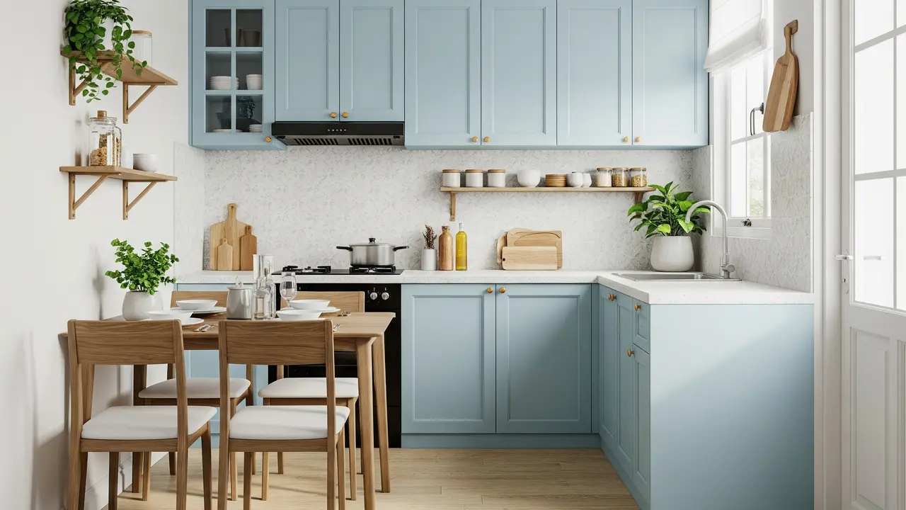 Dapur Sederhana Warna Pastel Ala Korea di Rumah Mungil