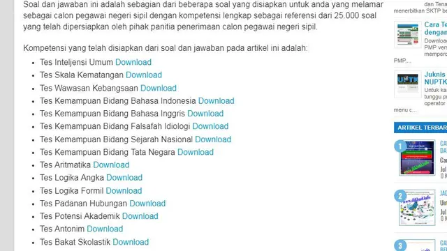 Kumpulan Tautan Soal Tes CPNS
