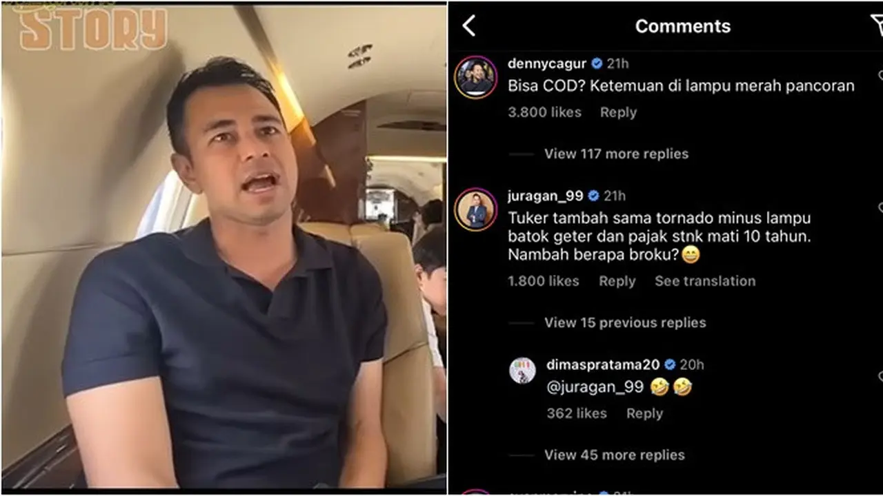 6 Komentar Kocak Rekan Seleb Soal Raffi Ahmad Jual Private Jet di Instagram