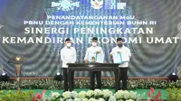 Ketua Umum PBNU Gus Yahya dan Mentei BUMN Erick Thohir dalam acara  Puncak Peringatan Hari Lahir (Harlah) Nahdlatul Ulama (NU) ke-99
