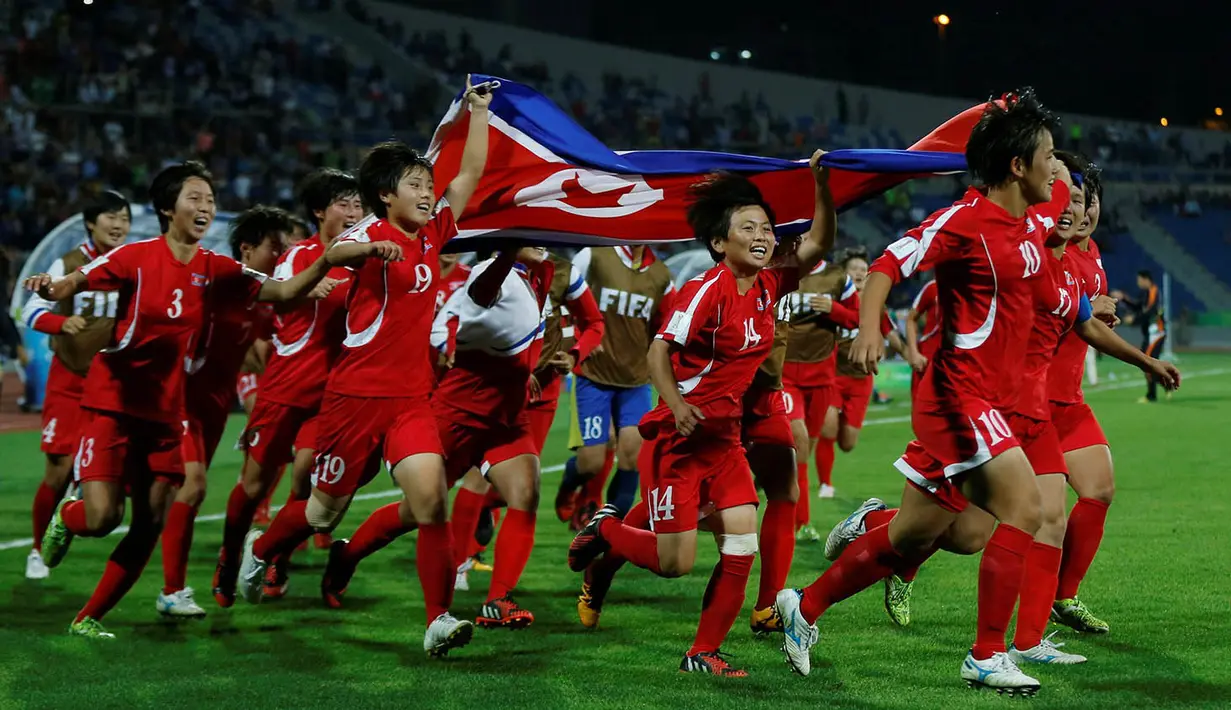 Tim Sepak Bola Korut (Reuters/Muhammad Hamed)