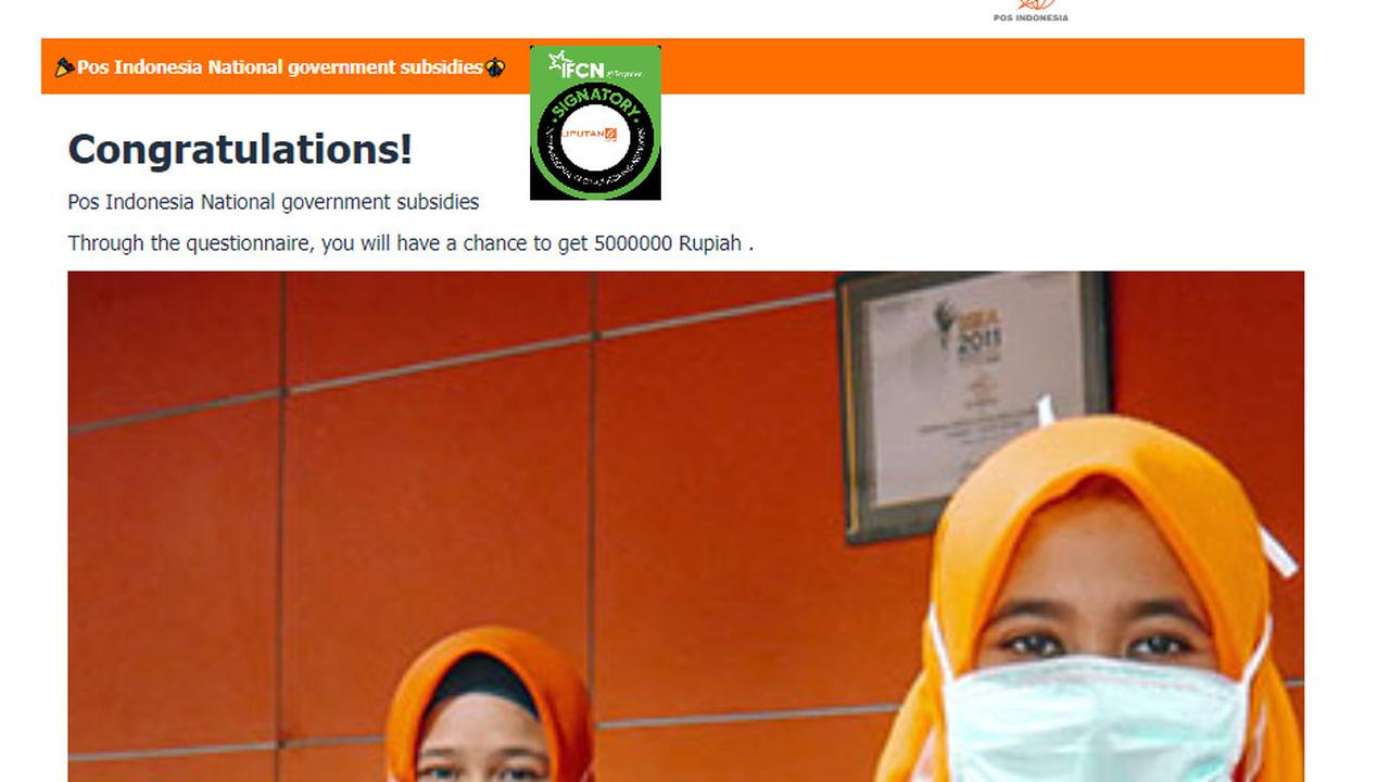 Tangkapan layar klaim PT Pos Indonesia bagikan subsidi pemerintah Rp 5 juta,