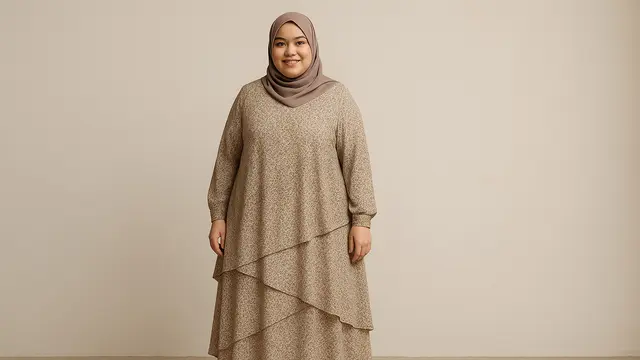 Model Gamis Motif Kecil yang Cocok untuk Ibu-Ibu Gemuk/Ilustrasi oleh AI