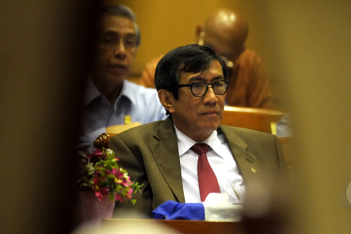 Tampang Yasonna Laoly Saat Dicecar Komisi III Terkait Golkar