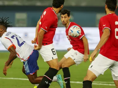Timnas Belgia harus mengakui keunggulan Mesir pada laga persahabatan terakhir sebelum Piala Dunia 2022. (AFP/Yasser Al-Zayyat)