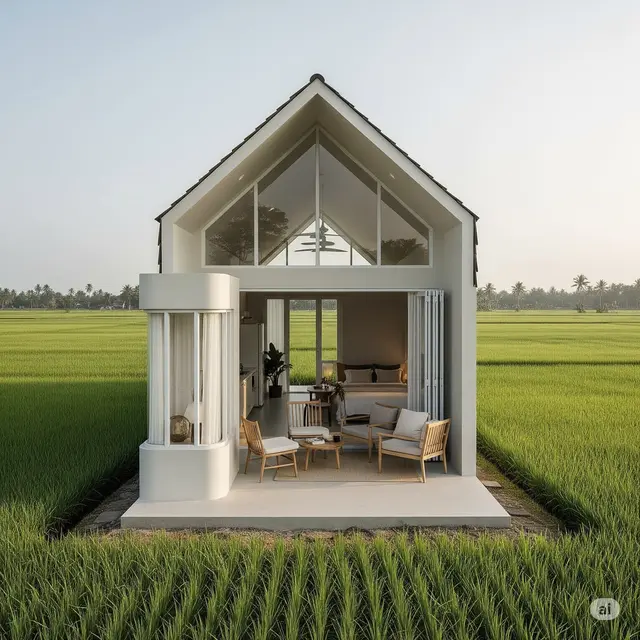 7 Model Rumah Sederhana di Tengah Sawah, Sejuk, Nyaman, dan Tidak