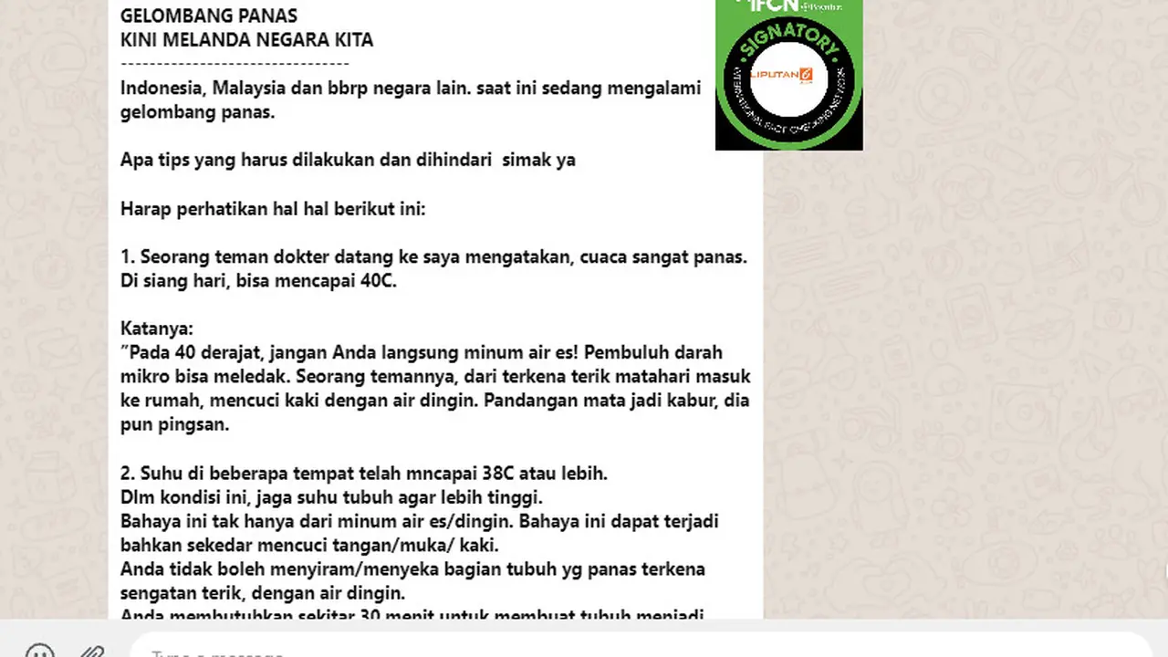 Cek Fakta Liputan6.com menelusuri informasi Indonesia sedang dilanda gelombang panas dan tips untuk mengatasinya