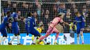 Gol pemain Leeds United, Mateo Joseph pada menit ke-8 sempat membuat panik pertahanan Chelsea. (AP Photo/Kirsty Wigglesworth)