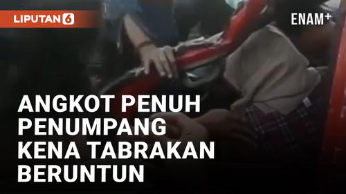 VIDEO: Angkot Penuh Penumpang Terlibat Tabrakan Beruntun di Tol Tangerang-Merak