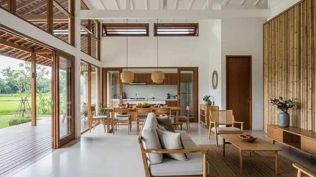 Model Rumah Japandi di Desa dengan Halaman Luas