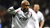 Bolton&#039;s El hadji Diouf celebrates after scoring to make it 1-0 against Athletico Madrid during tonight&#039;s UEFA cup match at The Reebok Stadium in Bolton on February 14, 2008. AFP Photo/Paul Barker