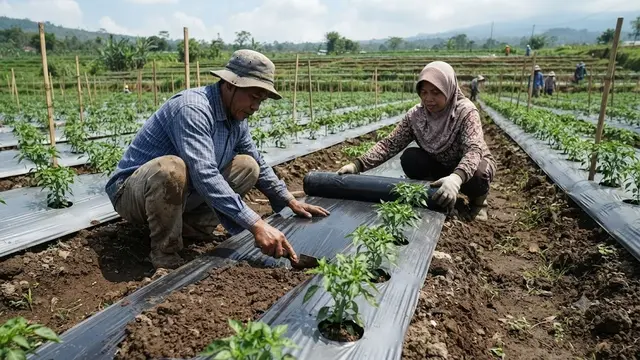 Pasang Mulsa dengan Benar (AI Generated)