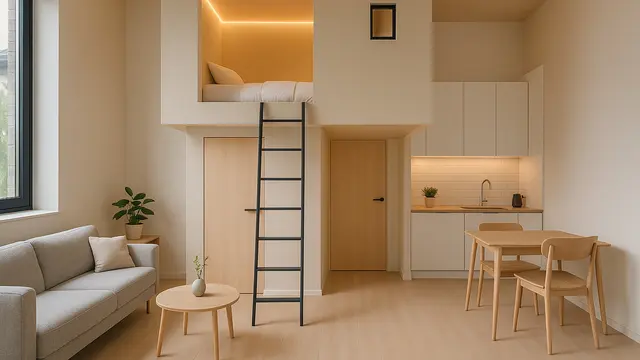 Inspirasi Rumah 4×3 Minimalis Mezzanine Hemat Biaya di 2025/Ilustrasi gambar AI