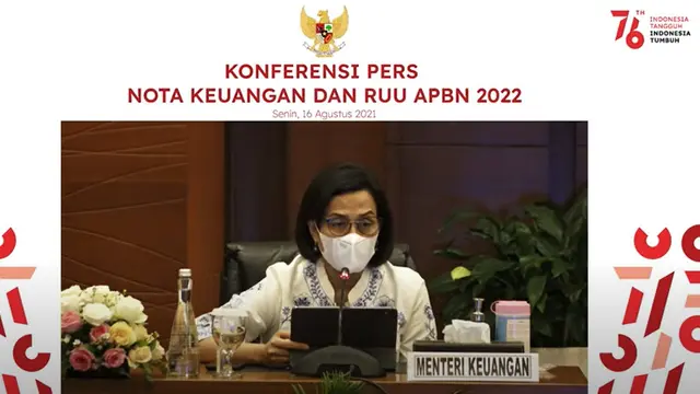 Menkeu Sri Mulyani pada Konferensi Pers Nota Keuangan dan RUU APBN 2022