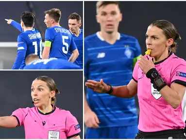 Ada pemandangan tak biasa tersaji saat pertandingan Juventus kontra Dynamo Kiev pada laga Liga Champions, Kamis (3/12/2020). Stephanie Frappart menjadi wasit wanita pertama yang memimpin laga Liga Champions pria.