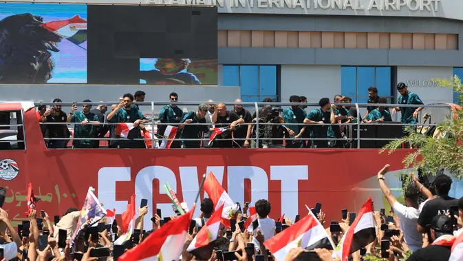 Pulang dari Piala Dunia, Timnas Mesir Disambut Bak Pahlawan