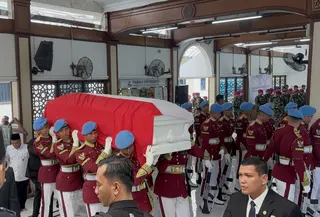 Jenazah Try Sutrisno Tiba di Masjid Sunda Kelapa (Ady Anugrahadi/Liputan6.com)