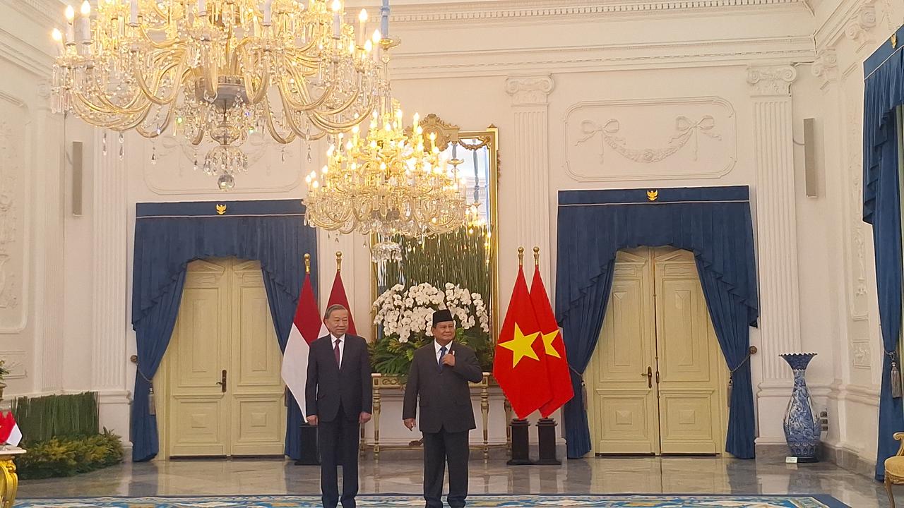 Presiden RI Prabowo Subianto menerima kunjungan kenegaraan Sekretaris Jenderal (Sekjen) Partai Komunis Vietnam, To Lam di Istana Merdeka Jakarta, Senin (10/3/2025).